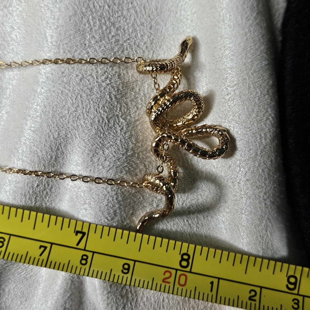 Gold Snake Slide Charm Necklace - Picture 8 of 10